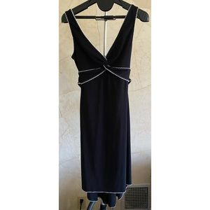 Shandy Black High-Low Dress with White Trim - M